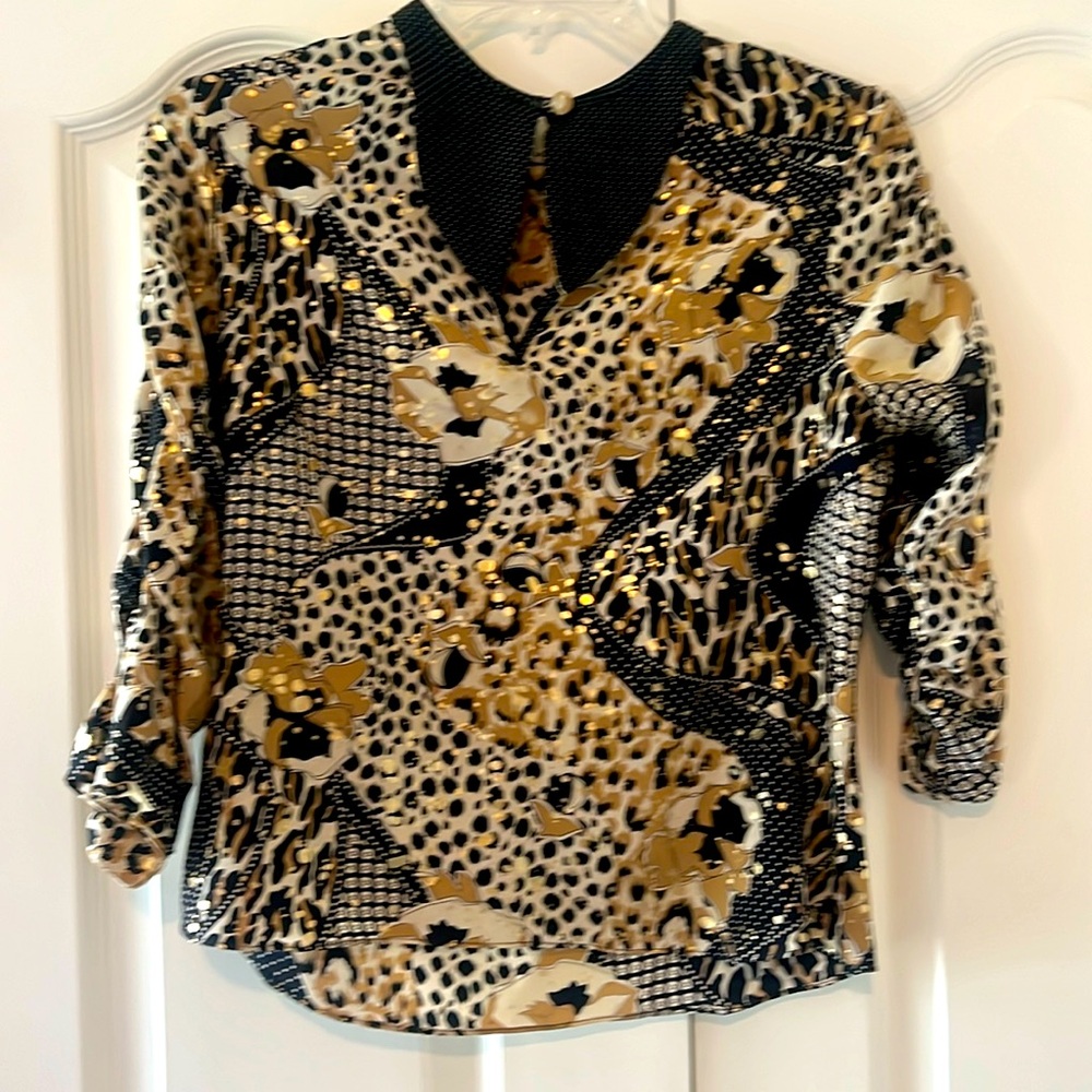Rare vintage leopard print Mayle silk blouse size 6 (fits like xs-s)